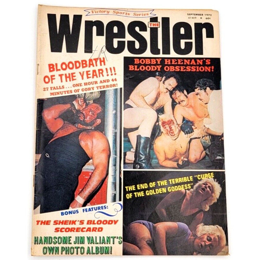 THE WRESTLER SEPT 1972 JERRY MILLER BOBBY HEENANโ JIMMY VALIANT THE SHEIK